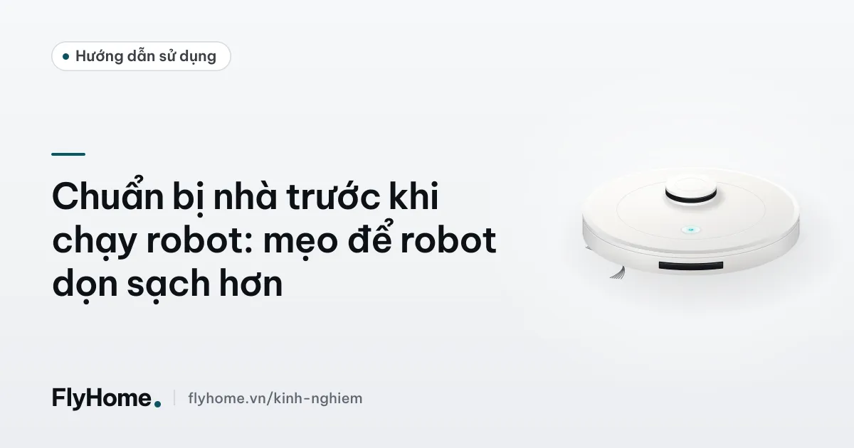 Phòng khách gọn gàng, dây điện được gom sát tường, robot hút bụi đang dọn sàn